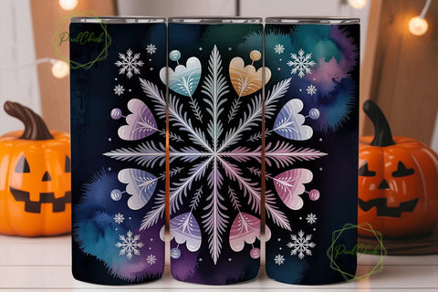 Snowflake Mandala 20oz Tumbler Wrap Sublimation PixelChick 