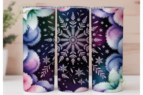Snowflake Mandala 20oz Tumbler Wrap Sublimation PixelChick 