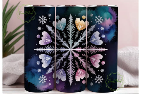 Snowflake Mandala 20oz Tumbler Wrap Sublimation PixelChick 