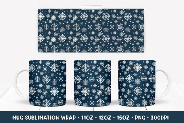 Snowflake Mug Sublimation Design. Winter Mug Wrap PNG Sublimation LaBelezoka 