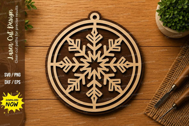 Snowflake Ornament SVG | Winter Laser Cut File | Glowforge CNC DXF PNG EPS SVG Regulrcrative 