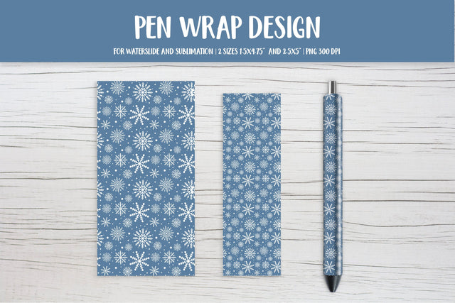 Snowflake Pen Wrap Sublimation or Waterslide. Winter pen PNG Sublimation LaBelezoka 