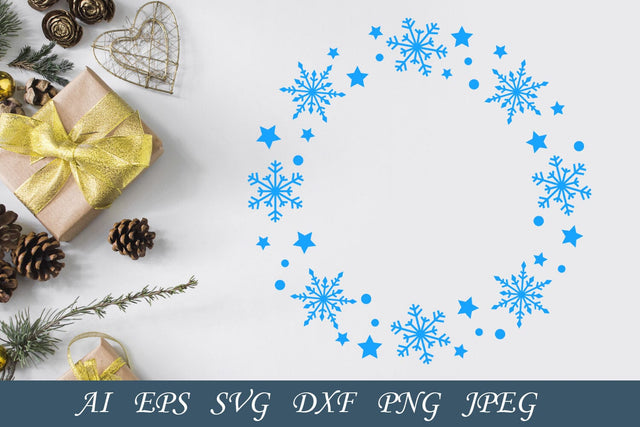 Snowflake round wreath svg, Christmas monogram, Holiday Winter SVG AnastasiyaArtDesign 