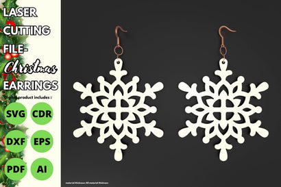 Snowflake shaped Christmas earrings | paper cut | svg laser cut Glowforge SVG tofigh4lang 