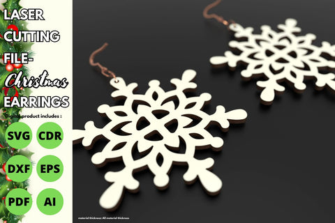 Snowflake shaped Christmas earrings | paper cut | svg laser cut Glowforge SVG tofigh4lang 