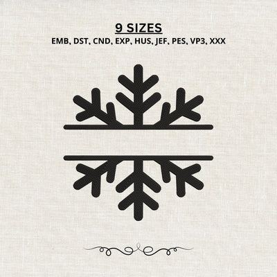 Snowflake Split Monogram Embroidery Design – Christmas Winter Name Frame Machine Embroidery File Embroidery/Applique DESIGNS PatternFeed8 