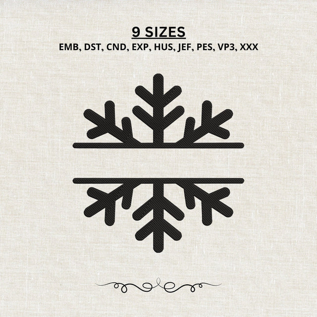 Snowflake Split Monogram Embroidery Design – Christmas Winter Name Frame Machine Embroidery File Embroidery/Applique DESIGNS PatternFeed8 