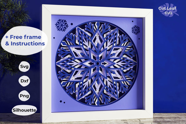 Snowflake SVG 3d Shadow Box - Christmas svg, Shadow box svg Christmas, Cricut projects, Cardstock svg, Layered svg SVG CutLeafSvg 