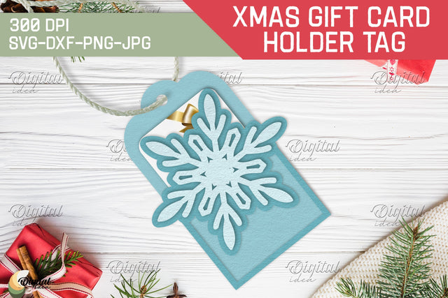 Snowflake SVG Christmas Gift Card Holder Tag. 3D Layered Paper Cut 3D Paper Evgenyia Guschina 