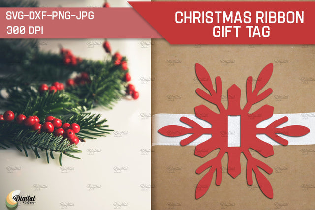 Snowflake SVG. Christmas Ribbon Gift Tag Paper Cut 3D Paper Evgenyia Guschina 