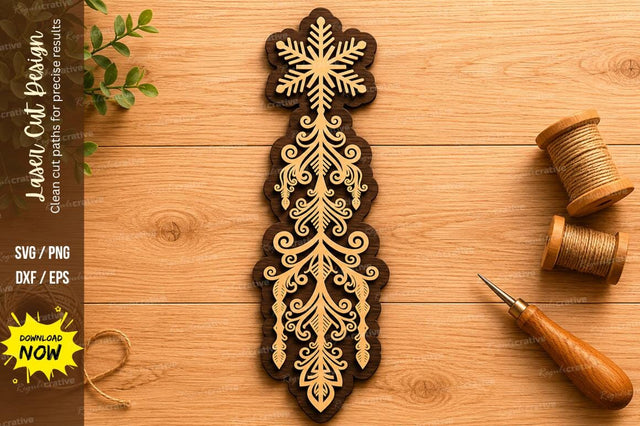 Snowflake Tassel Ornament Laser Cut SVG File SVG Regulrcrative 