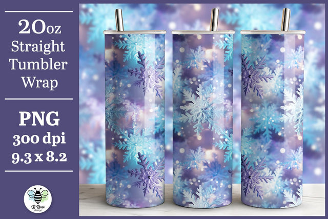 Snowflake Tumbler Wrap | Winter Sublimation PNG Sublimation B Renee Design 