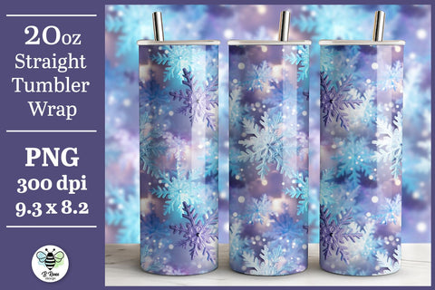 Snowflake Tumbler Wrap | Winter Sublimation PNG Sublimation B Renee Design 
