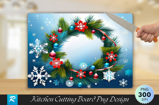 Snowflakes and Wreath Personalized Cutting Board Sublimation Regulrcrative 