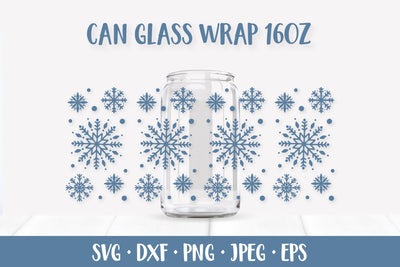 Snowflakes Can Glass Wrap SVG. Winter Glass Can SVG LaBelezoka 