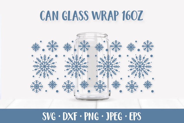 Snowflakes Can Glass Wrap SVG. Winter Glass Can SVG LaBelezoka 