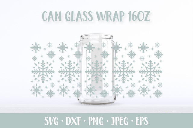Snowflakes Can Glass Wrap. Winter Glass Can SVG SVG LaBelezoka 