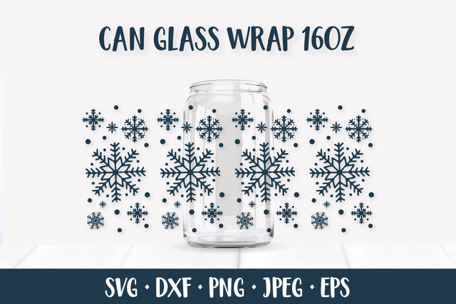 Snowflakes Glass Can Wrap SVG. Winter Can Glass SVG LaBelezoka 