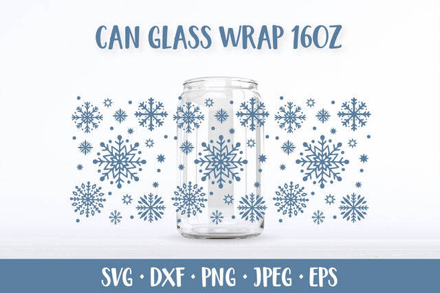 Snowflakes Glass Can Wrap. Winter Can Glass SVG SVG LaBelezoka 