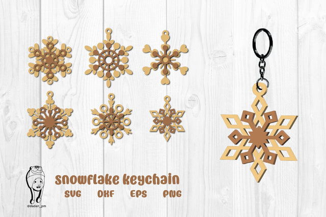Snowflakes keychain laser cut svg SVG dadan_pm 