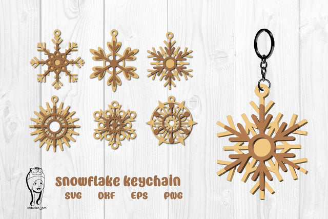 Snowflakes keychain laser cut svg SVG dadan_pm 