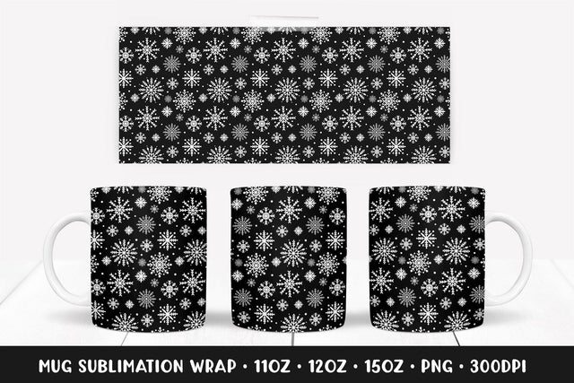 Snowflakes Mug Sublimation Design. Winter Mug Wrap PNG Sublimation LaBelezoka 