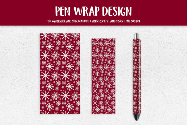 Snowflakes Pen Wrap Sublimation. Christmas Pen Wrap Design Sublimation LaBelezoka 
