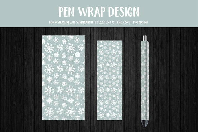 Snowflakes Pen Wrap Sublimation or Waterslide. Winter pen Sublimation LaBelezoka 
