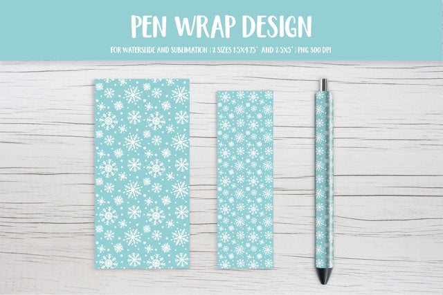 Snowflakes Pen Wrap Waterslide or Sublimation Winter pen PNG Sublimation LaBelezoka 