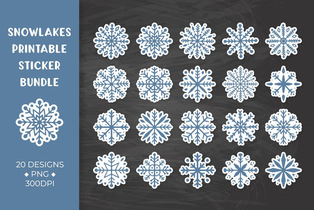 Snowflakes sticker bundle. Winter stickers printable Sublimation LaBelezoka 