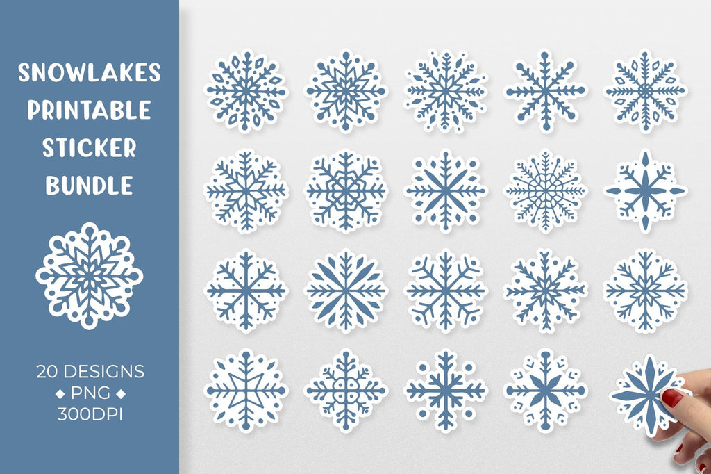 Snowflake Sticker Craft Snowflakes sticker bundle. Winter stickers printable - So Fontsy