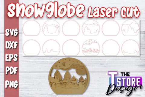 Snowglobe Bundle | Christmas Ornament | 3D Snowglobe | Multi-Layered Design | CNC File SVG The T Store Design 