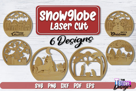 Snowglobe Bundle | Christmas Ornament | 3D Snowglobe | Multi-Layered Design | CNC File SVG The T Store Design 