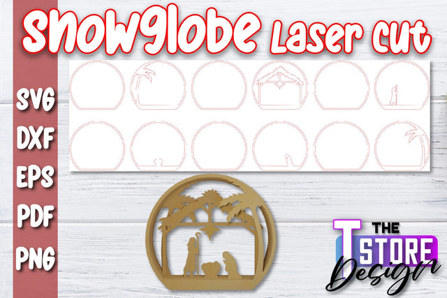 Snowglobe | Christmas Ornament | 3D Snowglobe | Multi-Layered Design | CNC File SVG The T Store Design 