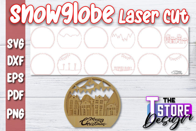 Snowglobe | Christmas Ornament | 3D Snowglobe | Multi-Layered Design | CNC File SVG The T Store Design 