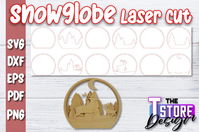 Snowglobe | Christmas Ornament | 3D Snowglobe | Multi-Layered Design | CNC File SVG The T Store Design 