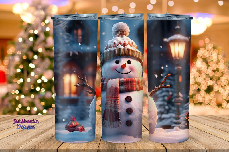 Snowman 20 oz Holiday Tumbler Wrap | 20 oz Skinny Tumbler Wrap Sublimation Christmas Design Sublimation Sublimatiz Designs 