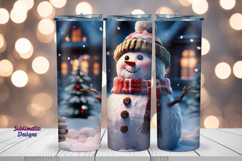 Snowman 20 oz Skinny Tumbler Wrap | 20 oz Skinny Tumbler Wrap Sublimation Christmas Design Sublimation Sublimatiz Designs 