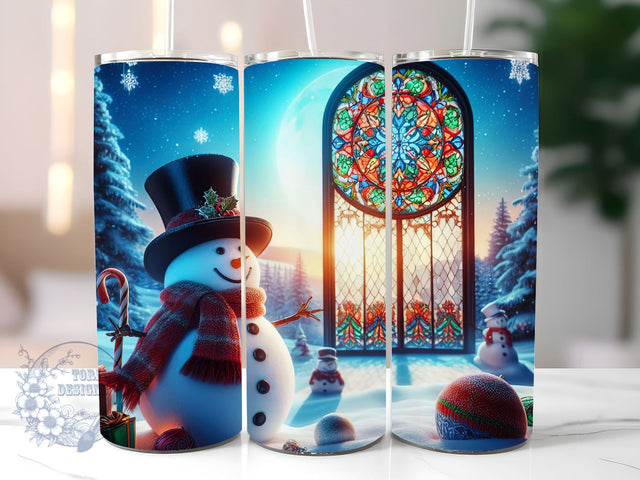 Snowman 20 oz Skinny Tumbler Wrap, Instant Digital PNG Download, Snowman Sublimation Design, winter beverage tumbler, Christmas beverage tumbler, festive snowman tumbler Sublimation ToriDesigns 