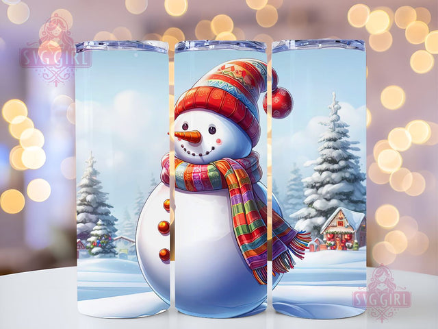 Snowman 20oz skinny tumbler, 20 oz Skinny Tumbler Sublimation Design, Straight Tumbler Wrap, Christmas Snowmen tumbler wrap Sublimation SvggirlplusArt 