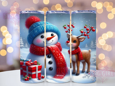 Snowman and Reindeer Christmas Tumbler, Christmas Wrap Design, Holiday Sublimation Cup, Winter Reindeer Mug, 20Oz Skinny Tumbler Wrap, Festive Snowman Cup, Cute Christmas Design Sublimation SvggirlplusArt 