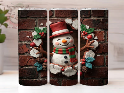 Snowman Brick Wall 20oz Tumbler, Snowman Brick Wall, Brick Wall Tumbler, Snowman Tumbler, Brick Wall PNG, Snowman Wall PNG, Winter Snowman PNG, 20oz Tumbler Wrap Sublimation Lara' s Designs 