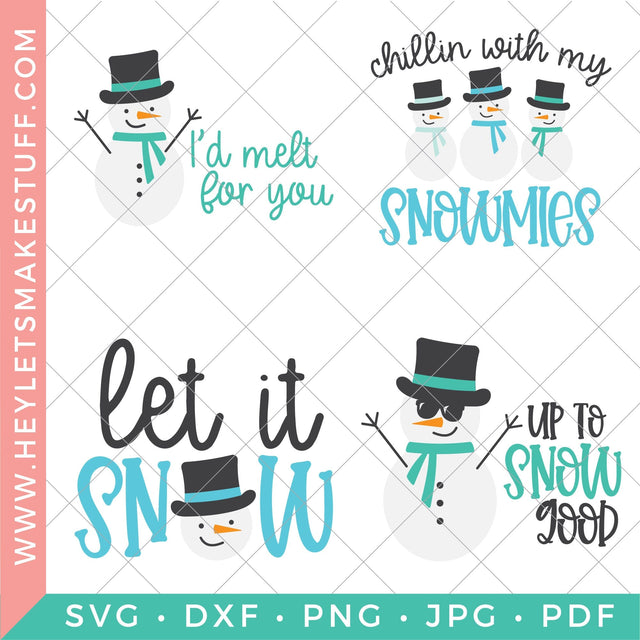 Snowman Bundle SVG Hey Let's Make Stuff 