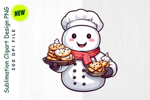 Snowman Chef with Freshly Baked Cookies Sublimation Clipart Sublimation Regulrcrative 