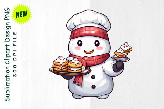 Snowman Chef with Freshly Baked Cookies Sublimation Clipart Sublimation Regulrcrative 