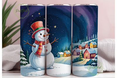 Snowman Christmas 20oz Tumbler Wrap Sublimation PixelChick 