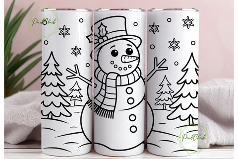 Snowman Christmas 20oz Tumbler Wrap Sublimation PixelChick 