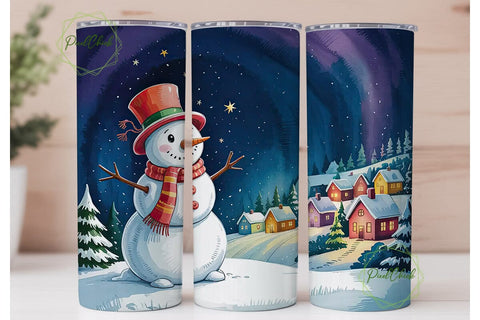 Snowman Christmas 20oz Tumbler Wrap Sublimation PixelChick 