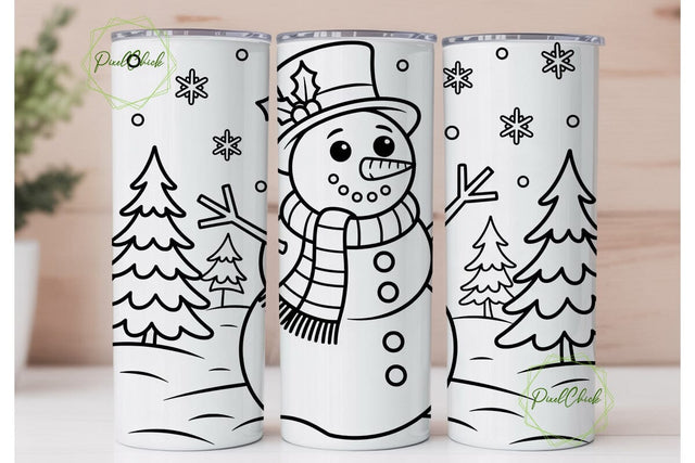 Snowman Christmas 20oz Tumbler Wrap Sublimation PixelChick 