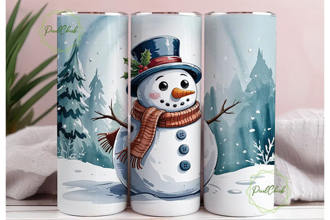 Snowman Christmas 20oz Tumbler Wrap Sublimation PixelChick 
